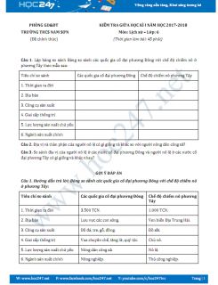 Đề thi giữa HKI môn Lịch sử lớp 6 năm 2017 Trường THCS Nam Sơn