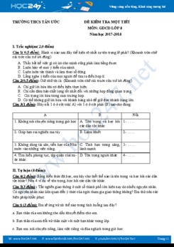 Đề kiểm tra 1 tiết HK 1 môn GDCD lớp 8 năm 2017- THCS Tân Ước