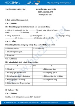 Đề kiểm tra 1 tiết HK 1 môn GDCD lớp 7 năm 2017- THCS Tân Ước