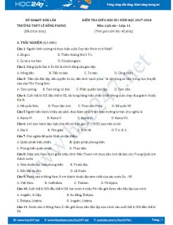 Đề thi giữa HK 1 môn Lịch sử lớp 11 năm 2017 Trường THPT Lê Hồng Phong