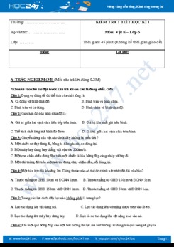 Đề và đáp án kiểm tra 1 tiết HK1 môn Vật lý 6 năm học 2018-2019