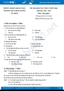 Đề thi Khảo sát chất lượng HK1 môn Công Nghệ 6 trường THCS Nhuế Dương