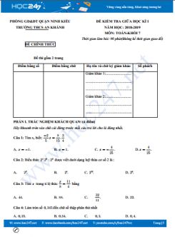 Ma trận và đề thi giữa HK1 môn Toán 7 năm 2018 trường THCS An Khánh có đáp án