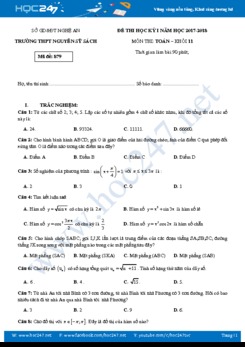 Đề thi học kì 1 môn Toán lớp 11 Trường THPT Nguyễn Sỹ Sách năm 2017 có đáp án