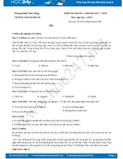 Đề thi HK 1 môn Ngữ văn lớp 6 năm 2017 Trường THCS Xã Sơn Hà-Đề 1
