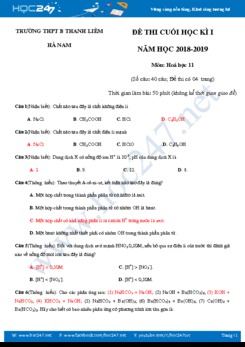 Đề thi cuối HK1 có đáp án môn Hóa 11 trường THPT B Thanh Liêm- Hà Nam