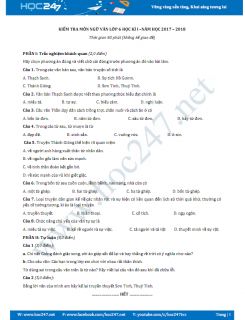 Đề thi HK 1 môn Ngữ văn lớp 6 năm 2017