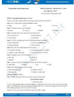 Đề thi HK 1 môn Ngữ văn lớp 6 năm 2017 Phòng GD&ĐT Huyện Nghĩa Hưng