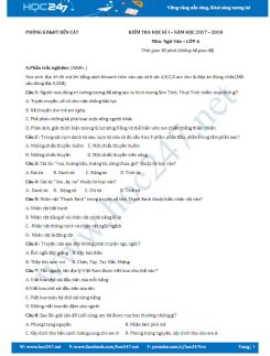 Đề thi HK 1 môn Ngữ văn lớp 6 năm 2017 Phòng GD&ĐT Bến Cát