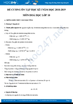 Đề cương ôn tập học kì 1 môn Hóa học 10 năm học 2018-2019