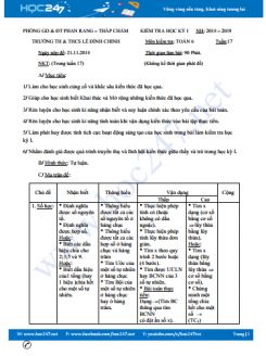 Ma trận đề thi HK1 môn Toán 6 năm 2018 trường THCS Lê Đình Chinh