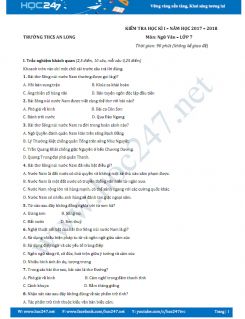 Đề thi HK 1 môn Ngữ văn lớp 7 năm 2017 Trường THCS An Long