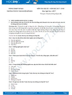 Đề thi HK 1 môn Ngữ văn lớp 7 năm 2017 Trường PTDTNT THCS Huyện Kế Sách