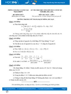 Đề thi HSG môn Toán 6 cấp huyện năm 2018 Phòng GD&ĐT Bạch Thông có đáp án
