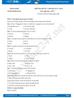 Đề thi HK 1 môn Ngữ văn lớp 7 năm 2017 Phòng GD&ĐT Huyện Nghĩa Hưng