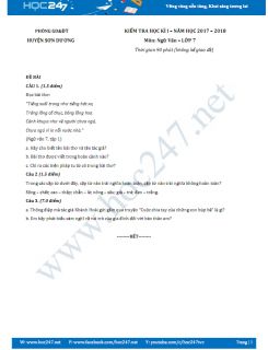 Đề thi HK 1 môn Ngữ văn lớp 7 năm 2017 Phòng GD&ĐT Huyện Sơn Dương