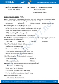 Đề kiểm tra HK 1 môn GDCD lớp 10 năm 2017 trường THPT Krông Nô