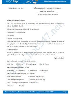 Đề thi HK 1 môn Ngữ văn lớp 8 năm 2017 Phòng GD&ĐT Văn Bàn