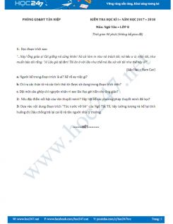 Đề thi HK 1 môn Ngữ văn lớp 8 năm 2017 Phòng GD&ĐT Tân Hiệp