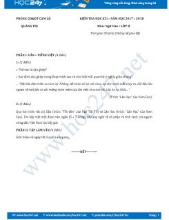Đề thi HK 1 môn Ngữ văn lớp 8 năm 2017 Phòng GD&ĐT Cam Lộ