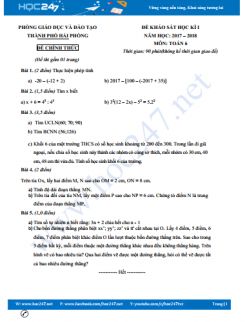 Đề thi HK1 môn Toán 6 năm 2017 phòng GD&ĐT thành phố Hải Phòng có đáp án