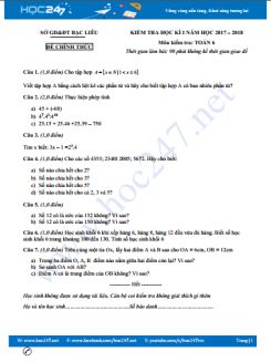 Đề thi HK1 môn Toán 6 năm 2017 Sở giáo dục và đào tạo Bạc Liêu