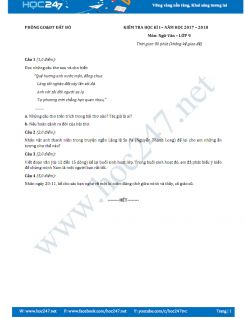 Đề thi HK 1 môn Ngữ văn lớp 9 năm 2017 Phòng GD&ĐT Đất Đỏ
