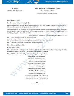 Đề thi HK 1 môn Ngữ văn lớp 10 năm 2017 Sở GD&ĐT Tỉnh Bà Rịa -Vũng Tàu