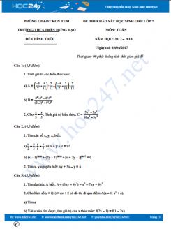 Đề thi khảo sát HSG môn Toán 7 năm 2017 trường THCS Trần Hưng Đạo - KonTum có đáp án