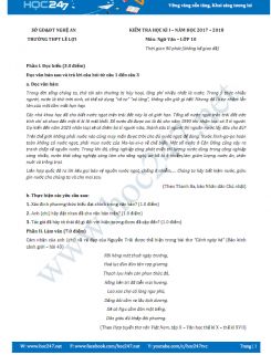 Đề thi HK 1 môn Ngữ văn lớp 10 năm 2017 Trường THPT Lê Lợi