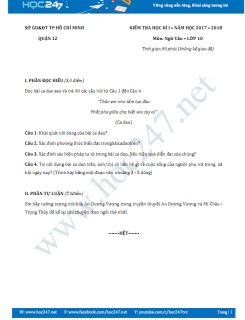 Đề thi HK 1 môn Ngữ văn lớp 10 năm 2017 Sở GD&ĐT Thành phố Hồ Chí Minh