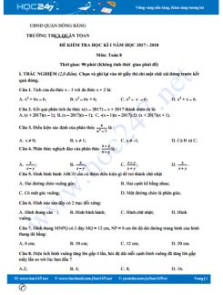 Đề thi HK1 môn Toán 8 năm 2017 Trường THCS Quán Toan có đáp án
