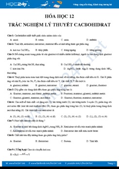 Trắc nghiệm lý thuyết phần Cacbohidrat môn Hóa 12