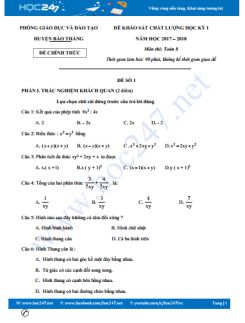 Đề thi HK1 môn Toán 8 năm 2017 Huyện Bảo Thắng có đáp án