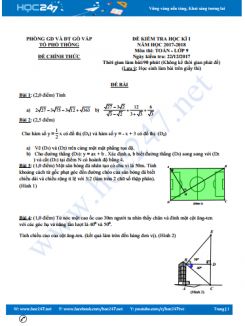 Đề thi HK1 môn Toán 9 năm 2017 Phòng GD&ĐT Quận Gò Vấp