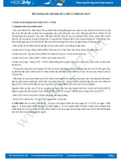 Đề cương ôn tập HK 1 môn Lịch sử lớp 11