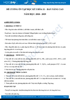 Đề cương ôn tập học kỳ 1 môn Hóa 11 Nâng cao năm học 2018-2019