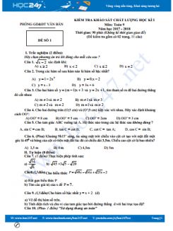 Đề KSCLHK1 môn Toán 9 năm 2017 Phòng GD&ĐT Văn Bàn có đáp án