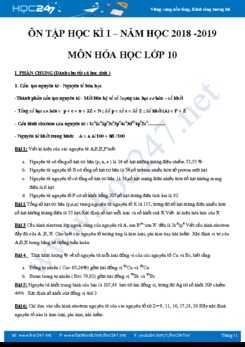 Đề cương ôn tập học kì 1 môn Hóa 10 năm học 2018-2019