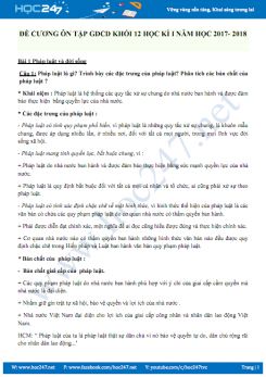 Đề cương ôn tập HK 1 môn GDCD lớp 11 năm 2017-2018