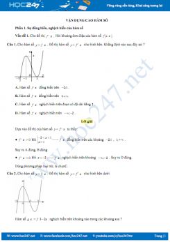 100 câu trắc nghiệm Vận dụng cao Hàm số có đáp án chi tiết