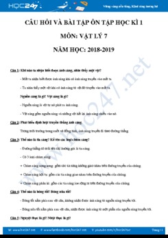 Đề cương ôn tập HK1 môn Vật lý 7 năm học 2018-2019