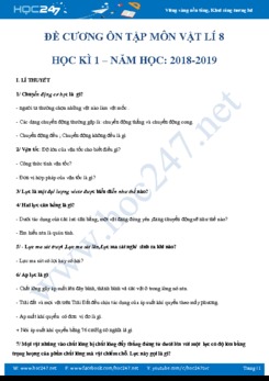 Đề cương ôn tập HK1 môn Vật lý 8 năm học 2018-2019