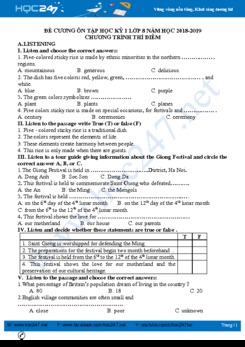 Đề cương ôn tập HK1 Tiếng Anh lớp 8 chương trình thí điểm