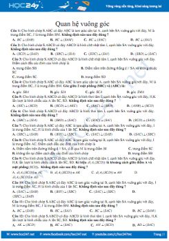 60 câu trắc nghiệm ôn tập chương 3 Hình học lớp 11 có đáp án
