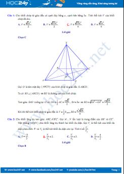 52 câu trắc nghiệm Chuyên đề Khối đa diện Hình học 12 có đáp án chi tiết