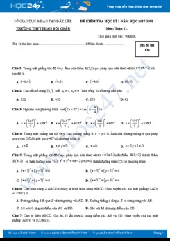 Đề thi học kì 1 môn Toán lớp 11 Trường THPT Phan Bội Châu có đáp án năm học 2017 - 2018