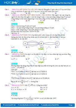 190 câu trắc nghiệm chuyên đề Tổ hợp - Xác suất có lời giải