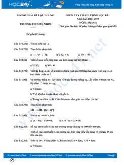Đề thi HK1 môn Toán 6 năm 2018 Trường THCS Đạ Nhim-Lạc Dương có đáp án