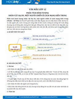 Phân tích hình tượng nhân vật Hạ Du, một người chiến sĩ Cách mạng kiên trung